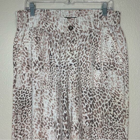 Rewash Linen Blend Animal Print Wide Leg Pull On Pants - Picture 2 of 13